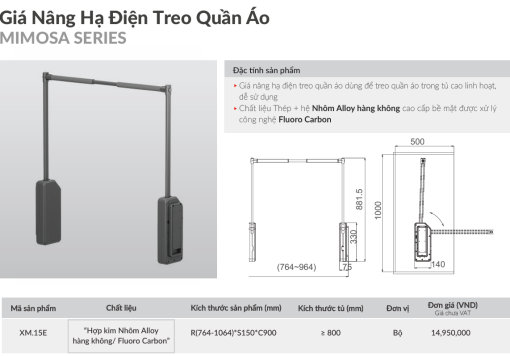 gia nang ha dien grandx xm 15e 2 - Giá nâng hạ điện GrandX XM.15E