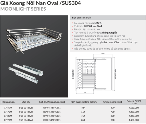 gia xoong noi tu duoi grandx xp 70m 4 - Giá xoong nồi tủ dưới GrandX XP.70M