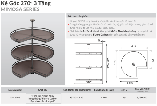 ke goc 3 tang grandx xm 270b 1 - Kệ góc 3 tầng GrandX XM.270B