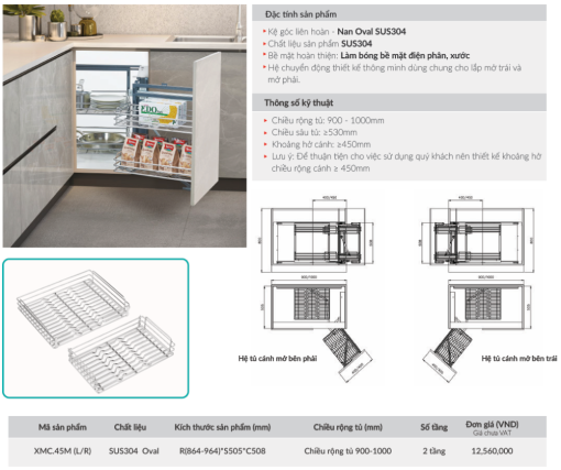 ke goc lien hoan grandx xmc 45m l r 4 - Kệ góc liên hoàn GrandX XMC.45M (L/R)