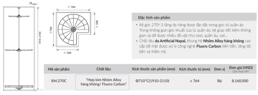 ke xoay goc 3 tang grandx xm 270c 1 - Kệ xoay góc 3 tầng GrandX XM.270C