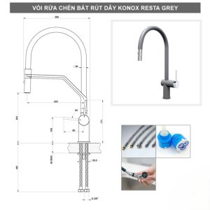 nb 2 - VÒI RỬA KONOX RESTA GREY
