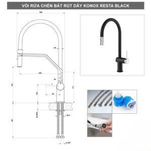 nb 4 - VÒI RỬA KONOX RESTA BLACK