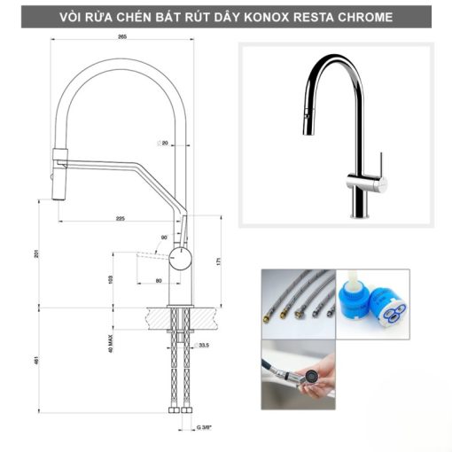 nb - VÒI RỬA KONOX RESTA CHROME