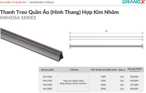 thanh treo quan ao grandx xm 1500 2 - Thanh treo quần áo GrandX XM.1500
