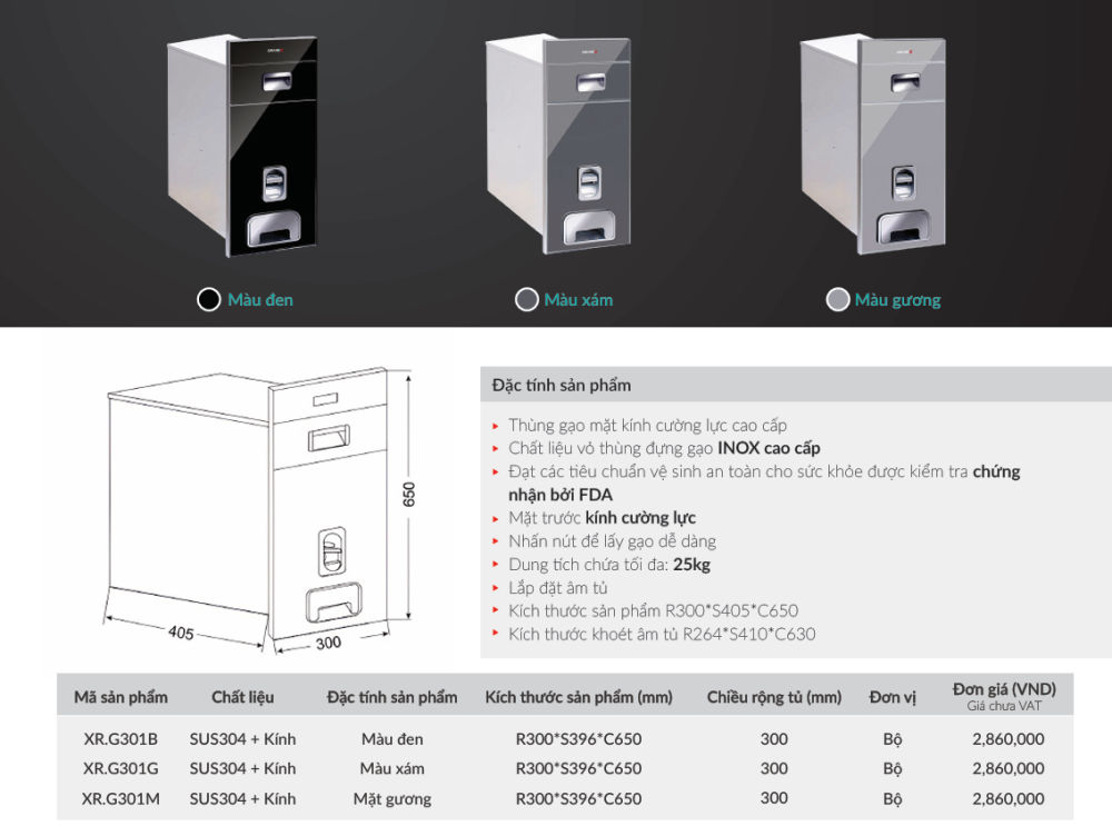 thung gao am tu grandx xr g301b 1 - Thùng gạo âm tủ GrandX XR.G301B thung gao am tu grandx xr g301b 1 - Thùng gạo âm tủ GrandX XR.G301B
