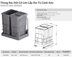 thung rac doi grandx xw d40m 2 - Thùng rác đôi GrandX XW.D40M