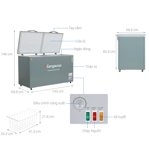 tu dong inverter kangaroo kgfz490ig1 1 - Tủ đông Inverter Kangaroo KGFZ490IG1