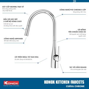 voi rua bat kitchen faucet konox model curva chrome 800x800 2 - VÒI RỬA BÁT KONOX CURVA CHROME