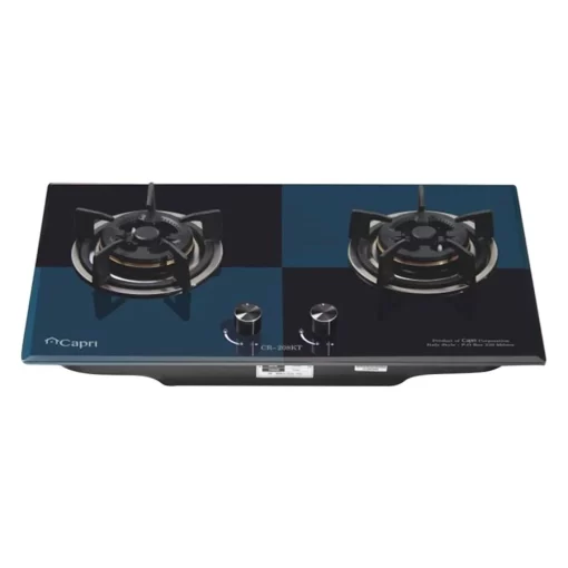 - Bếp gas âm kính 2 lò Capri CR-208KT Black Green