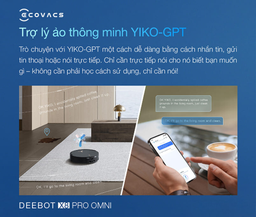 ecovacsvietnam deebot x8 pro omni tro ly ao thong minh - ROBOT HÚT BỤI LAU NHÀ ECOVACS DEEBOT X8 PRO OMNI