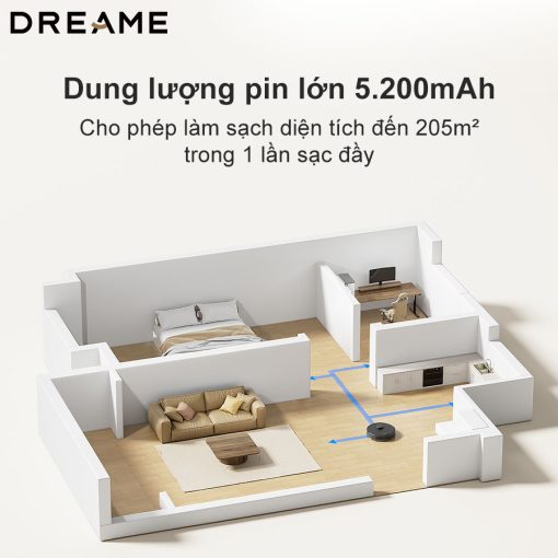 dreamevietnam dung luong pin 5200mah - ROBOT HÚT BỤI LAU NHÀ DREAME D9 MAX GEN 2