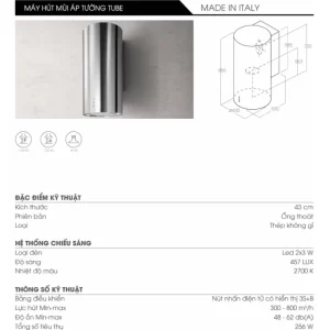 may hut mui elica tube ix a 43 prf0007783a 1 800x800 1 - MÁY HÚT MÙI ÁP TƯỜNG ELICA TUBE IX/A/43