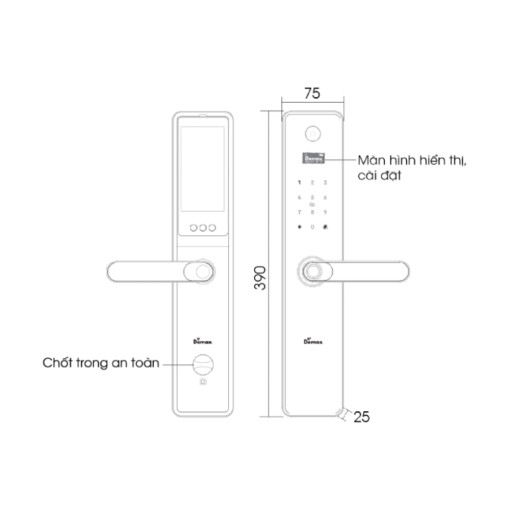 khoa van tay app wifi demax el c626 bl13 - Khóa vân tay APP WIFI DEMAX EL-C626 BL màn hình chuông
