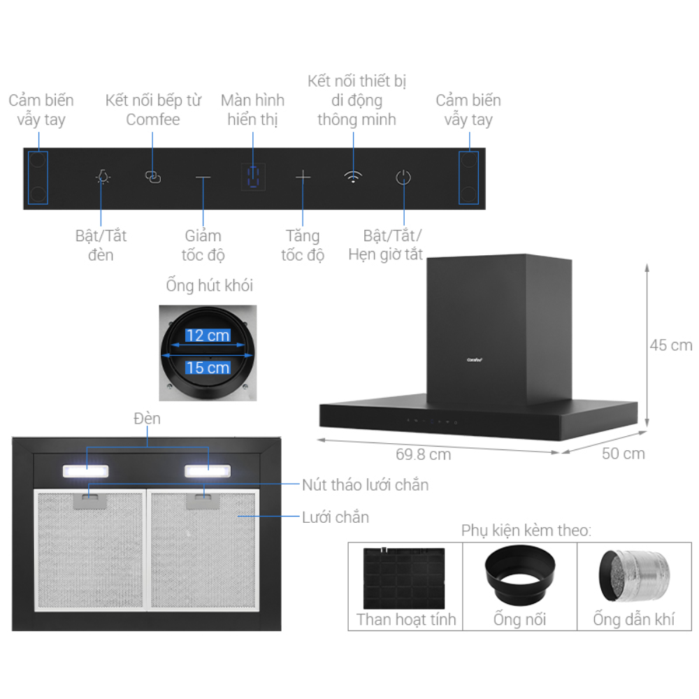 may hut mui ai connect comfee ch 70tm77b - Máy hút mùi AI Connect COMFEE CH-70TM77B may hut mui ai connect comfee ch 70tm77b - Máy hút mùi AI Connect COMFEE CH-70TM77B