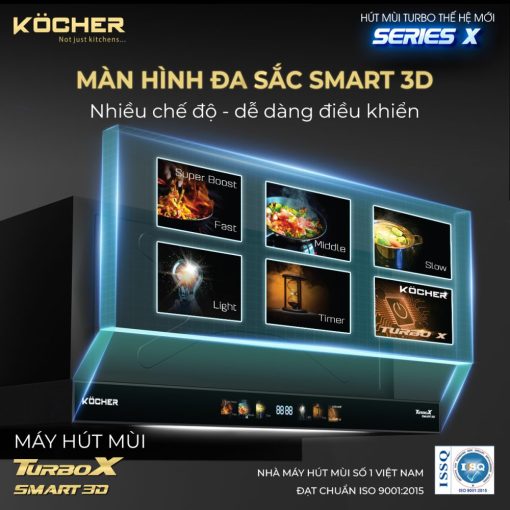 may hut mui kocher turbo x3d 669d7 - Máy hút mùi Kocher TURBO X3D-669D