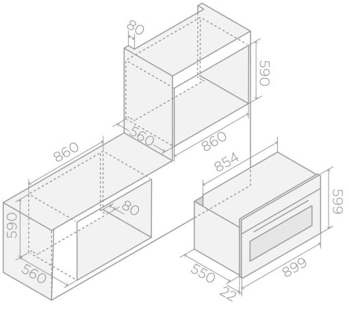 multi tft 90 kich thuoc scaled 1 - LÒ NƯỚNG ELICA VIRTUS MULTI 90 TFT BL