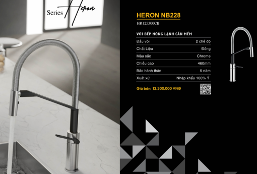 voi rua bat nobili heron nb228 hr125300cb 1 - Vòi rửa bát NOBILI HERON NB228 HR125300CB