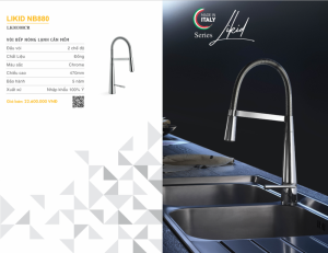 voi rua bat nobili likid nb880 lk00300cr 1 - Vòi rửa bát NOBILI LIKID NB880 LK00300CR