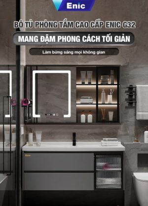 Bộ tủ phòng tắm cao cấp Enic G32 - 100cm Gương Thông Minh