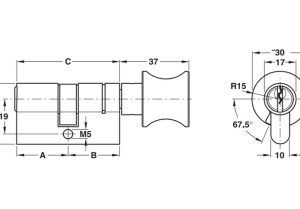 1 dau chia 1 dau van 4 - Ruột khóa Hafele 1 đầu chìa, 1 đầu vặn 65mm 916.96.311