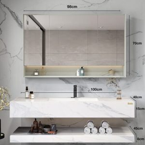 Bộ tủ phòng tắm cao cấp Enic 2T - 100cm Gương Thường