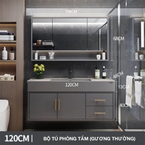 Bộ tủ phòng tắm thông minh Enic T03 - 120cm Gương Thường