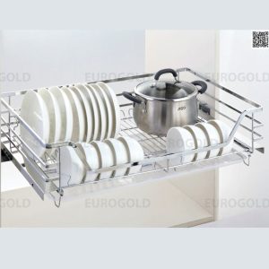 Giá xoong nồi,bát đĩa EuroGold EP75 inox 304 nan dẹt đa năng gắn cánh âm tủ