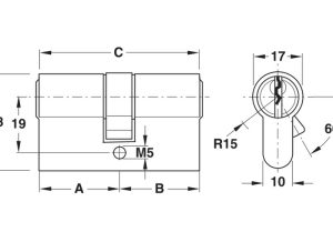 2 dau chia 4 - Ruột khóa Hafele 2 đầu chìa dài 71mm 916.00.013