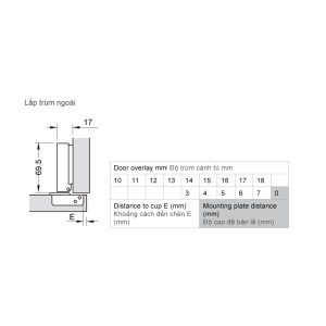 483 3 - Bản lề METALLA SM 110 độ, giảm chấn, inox 304, trọn bộ DIY