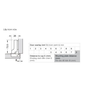 483 5 - Bản lề METALLA SM 110 độ, giảm chấn, inox 304, trọn bộ DIY