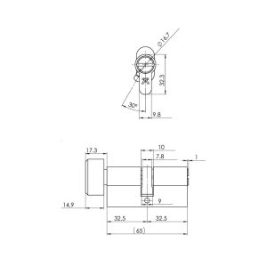 489 56 - Ruột khóa toilet 65mm Hafele 489.56.252