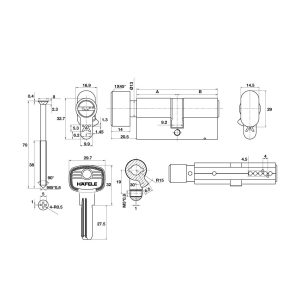 489 67 - Ruột khóa cửa phòng Hafele 489.56.003