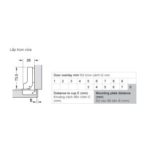 493 17 - Bản lề METALLA SM 110 độ, giảm chấn, trọn bộ DIY