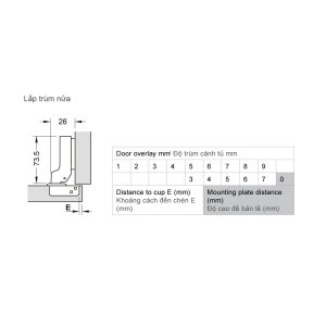 493 9 - Bản lề METALLA A 110 độ, giảm chấn, trọn bộ DIY