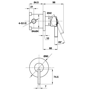 495 34 - Bộ trộn sen tắm âm 1 đường nước Hafele ROOTS 495.61.146