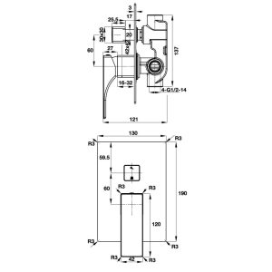495 64 - Bộ trộn bồn tắm âm Hafele REGAL 495.61.127
