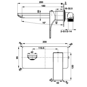 495 73 - Vòi lavabo gắn tường Hafele REGAL 200 495.61.124