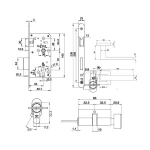 499 33 - Bộ tay nắm nắp chụp vuông kiểu chữ nhật Hafele 499.63.803