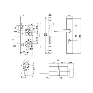 499 52 - Bộ tay nắm đế dài kiểu Oval (tay nắm - thân khóa - ruột) Hafele 499.62.503