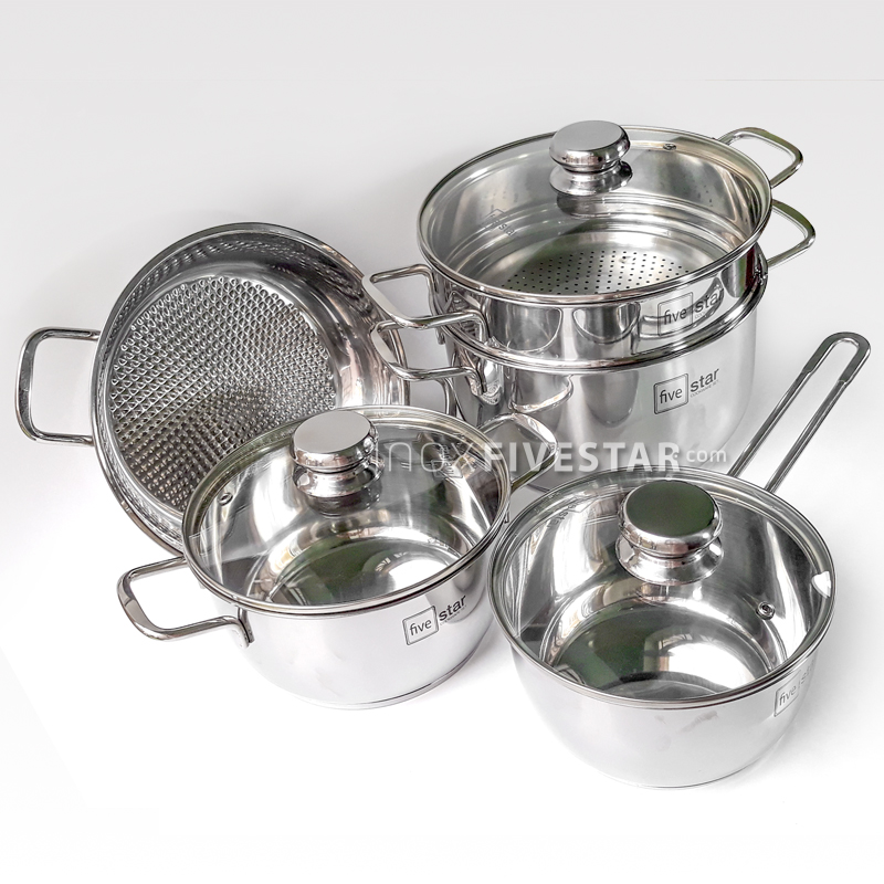 49a7b137 - Bộ Nồi Inox 5 Chiếc Fivestar (Nắp kính) 49a7b137 - Bộ Nồi Inox 5 Chiếc Fivestar (Nắp kính)