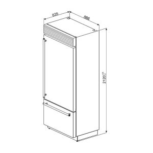 535 65 - TỦ LẠNH SMEG, NGĂN ĐÔNG DƯỚI , ĐỘC LẬP, CỬA MỞ PHẢI, THÉP KHÔNG GỈ, CLASSICA RF396RSIX 535.14.393