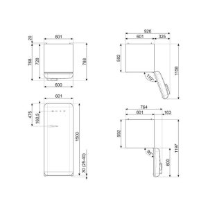 536 14 - TỦ LẠNH SMEG, CỬA ĐƠN, ĐỘC LẬP, CỬA MỞ PHẢI, MÀU ĐỎ, 50’S STYLE FAB28RRD3 536.14.237