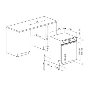 536 35 - MÁY RỬA CHÉN ÂM BÁN PHẦN SMEG, THÉP KHÔNG GỈ, 13 BỘ ĐỒ ĂN, 60 CM PL3326TX 536.24.493