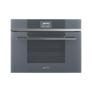 LÒ VI SÓNG KẾT HỢP NƯỚNG SMEG, THỦY PHÂN, NHỎ GỌN 45CM, LINEA, MẶT KÍNH BẠC  SF4104MCS  536.64.612