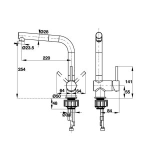 566 4 - Vòi rửa chén Hafele HF-C240V (ZD) 566.32.240