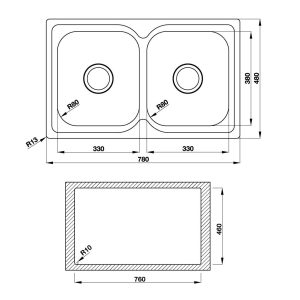 567 33 - Chậu rửa chén inox Hafele HS-S7848 (ZD) 567.23.010
