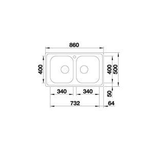 570 76 - CHẬU RỬA CHÉN INOX BLANCO - DINAS 8 570.27.219