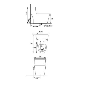 588 24 - Bồn cầu một khối Hafele ICONIC 588.79.401