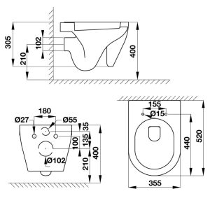 588 5 - Bồn cầu treo tường Hafele SEINE 588.82.412